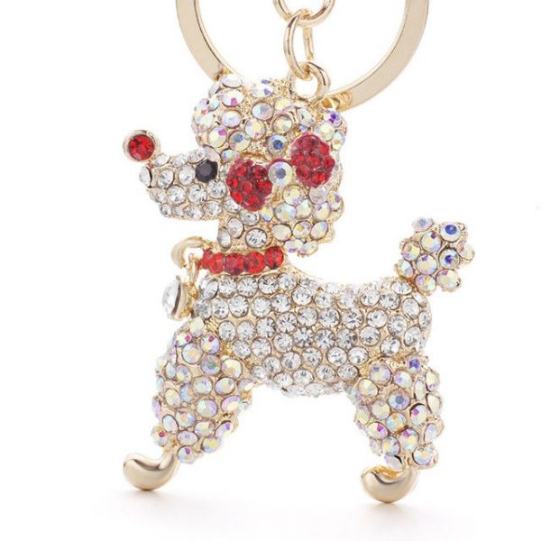 keyring crystal poodle gift dog lover