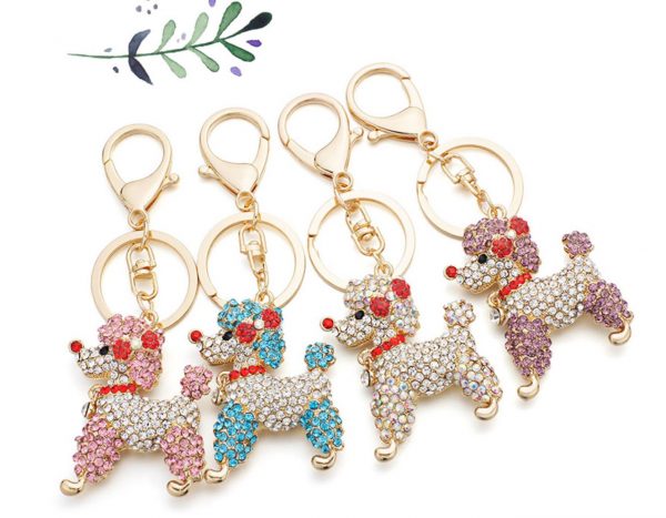 crystal poodle keyring gift