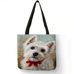 Tote bag white west highland terrier red collar