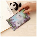 Coin Purse Key Ring Two Kittens and Lilac Flowers